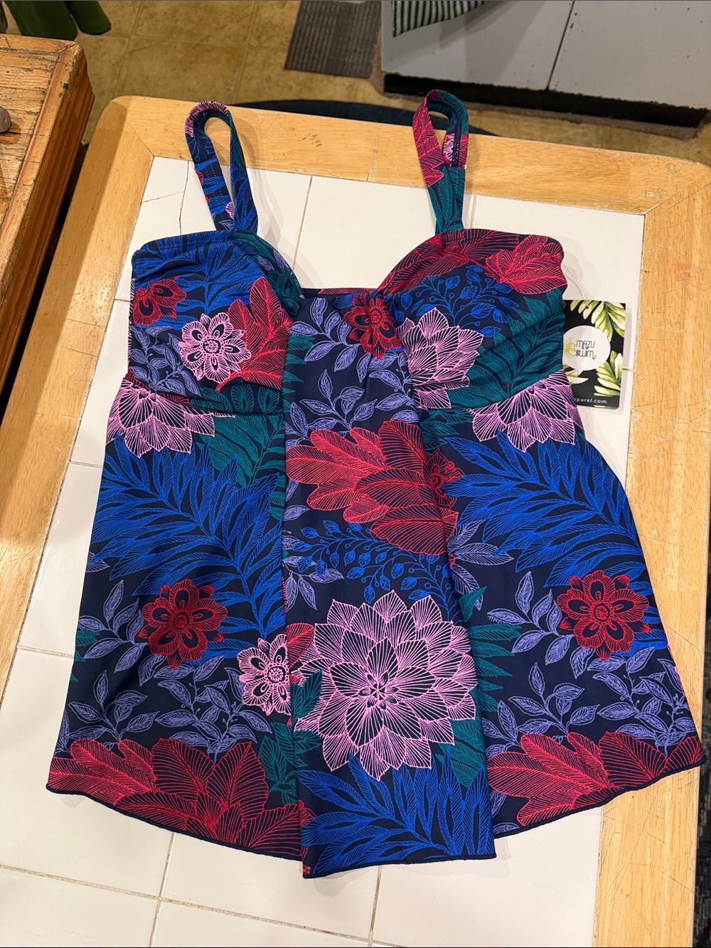 Women’s Floral Tankini Top - Blue Multi